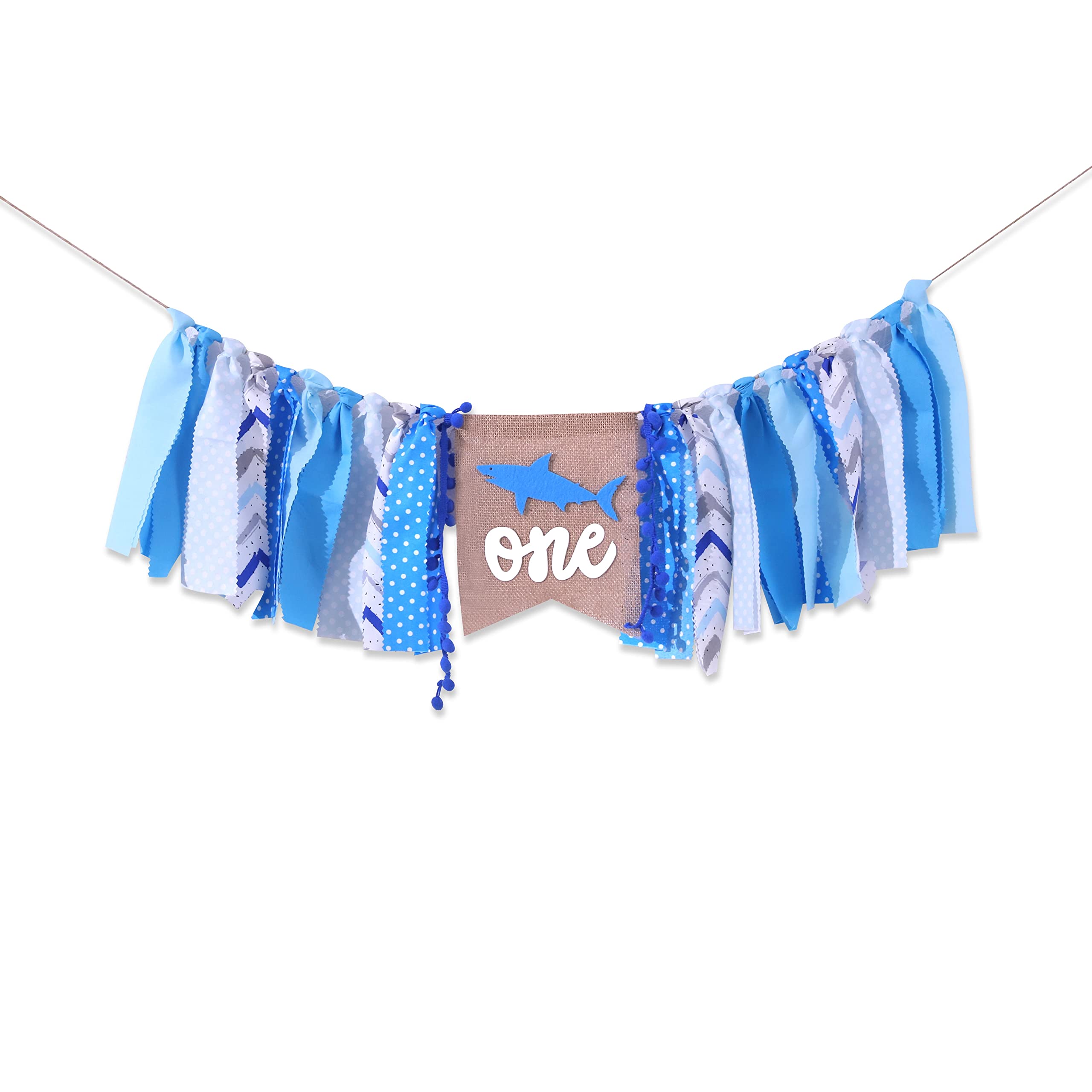 Shark One Birthday Banner - First Party High Chair Banner, Decorations 1st Boy, Shark Photo Booth Props Decorations