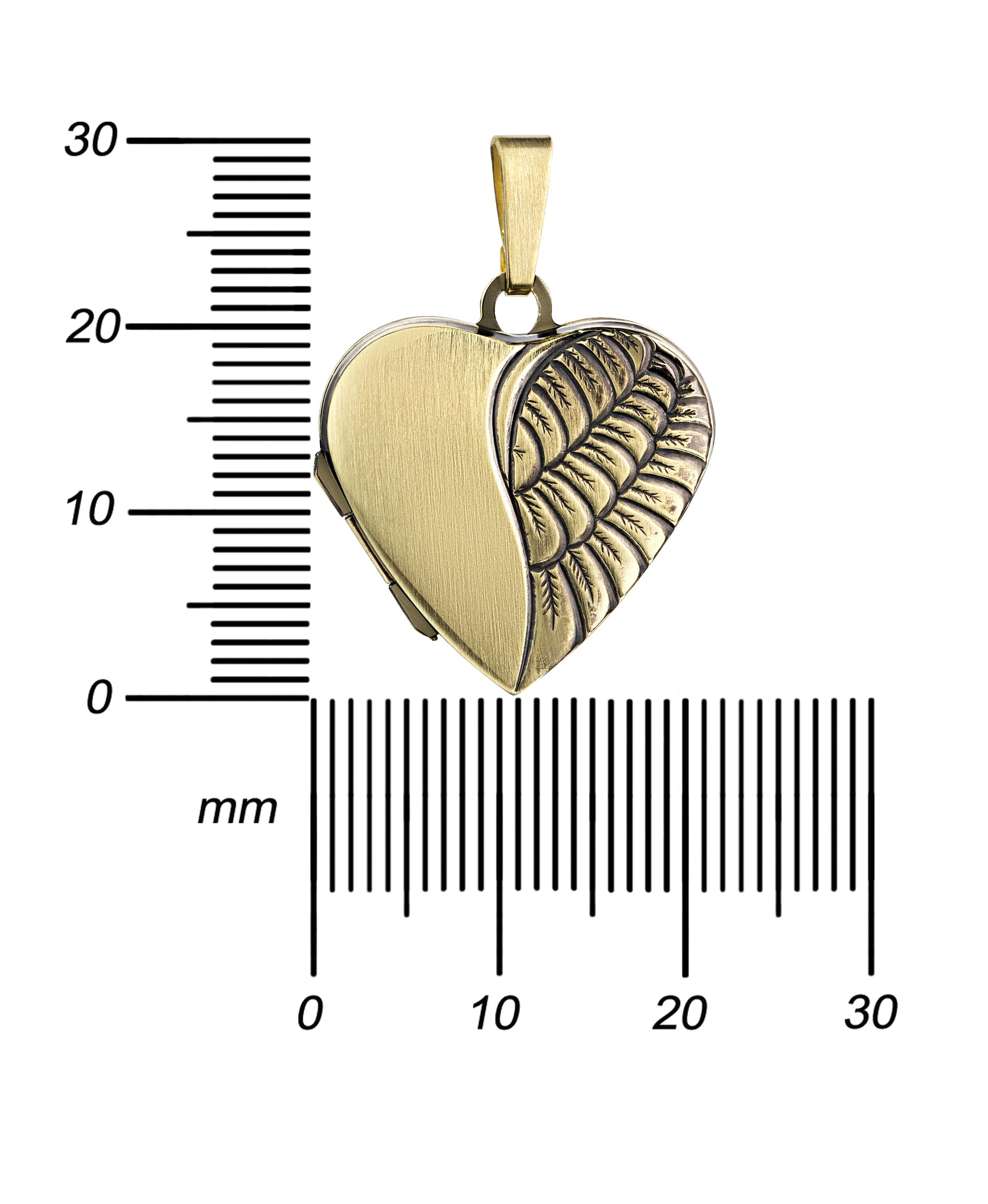 Herz Medaillon Antik-mattiert-geschwärzt zum Öffnen Anhänger für 2 Bilder 585 Gold Bild Amulett oval für Damen mit Halskette oder ohne Kette wählbar + Schmuck-Etui