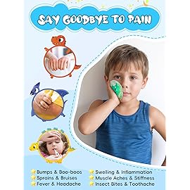 Kids Ice Packs for Boo Boos, 6 Pcs, FSA Eligible HSA, Baby Small Gel Ice Packs for Injuries Reusable, Mini Hot Cold Compress for Body Pain Relief, Toothache, Fever, Gift for Girl Boy (Dinosaur)