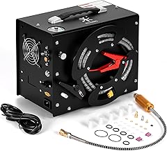 TUXING 4500Psi Pcp Air Compressor, Unique Vertical+Wire Spool Portable Design, Auto-Stop, by Car 12V DC or Home 110V AC for Paintball/PCP Air Rifle/Tank (TXES062）