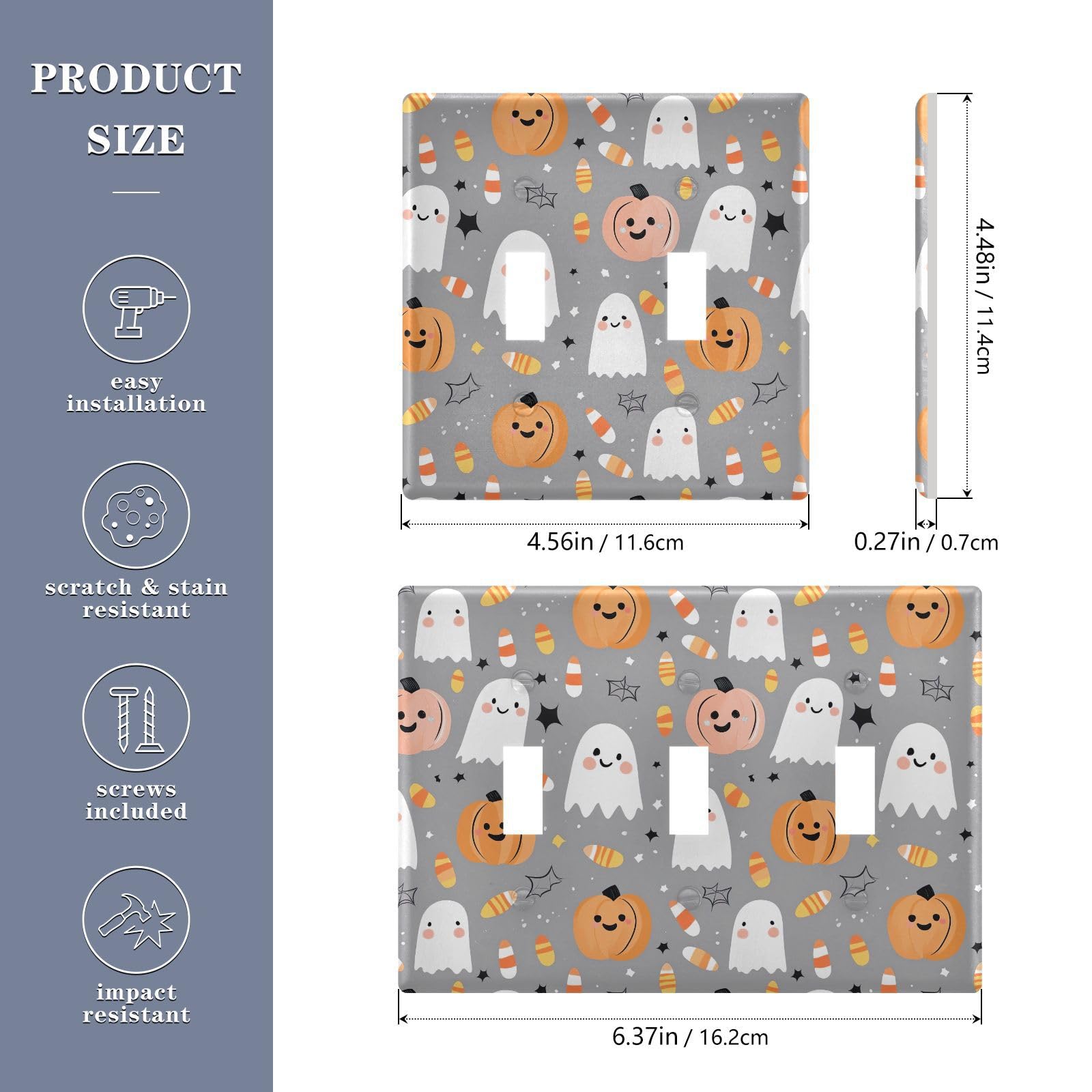 UMIRIKO Halloween Pumpkin Ghosts Light Switch Cover Plate Covers Decorative Double Toggle Home Decor 202b7074