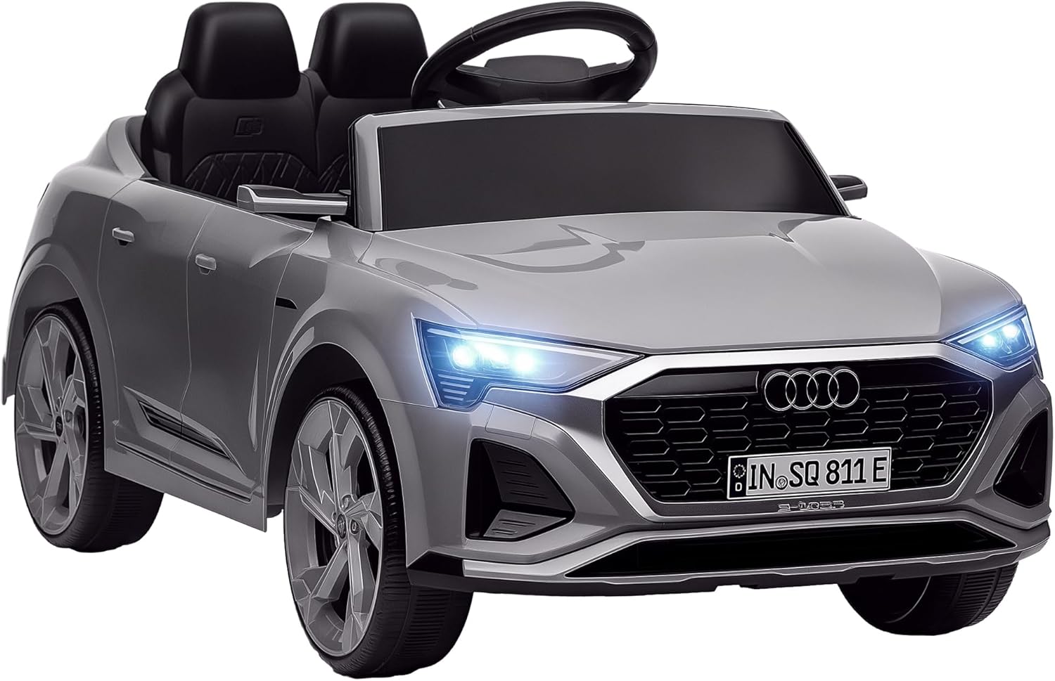 Qaba Audi Q8 e-tron Sportback Licensed 12V Kids Ride on Car, Battery Powered Kids Electric Car with Remote Control, 4 Spring Suspension Wheels, Soft Start, LED Headlights, Music Horn, Gray