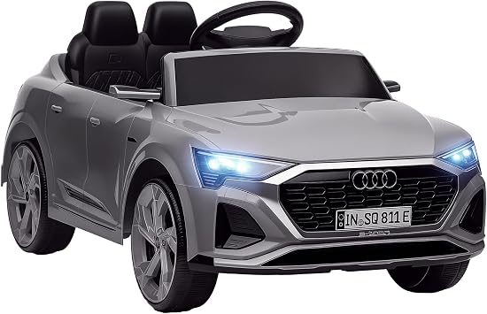 Qaba Audi Q8 e-tron Sportback Licensed 12V Kids Ride on Car, Battery Powered Kids Electric Car with Remote Control, 4 Spring Suspension Wheels, Soft Start, LED Headlights, Music Horn, Gray