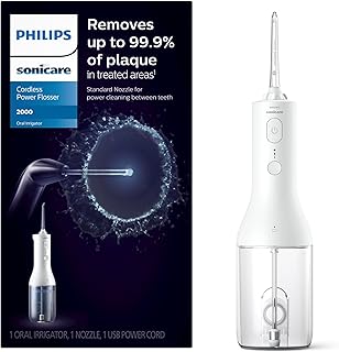 Philips Sonicare Power Flosser 2000 Cordless, Oral Irrigator for a complete clean in 60 seconds, White, HX3822/11