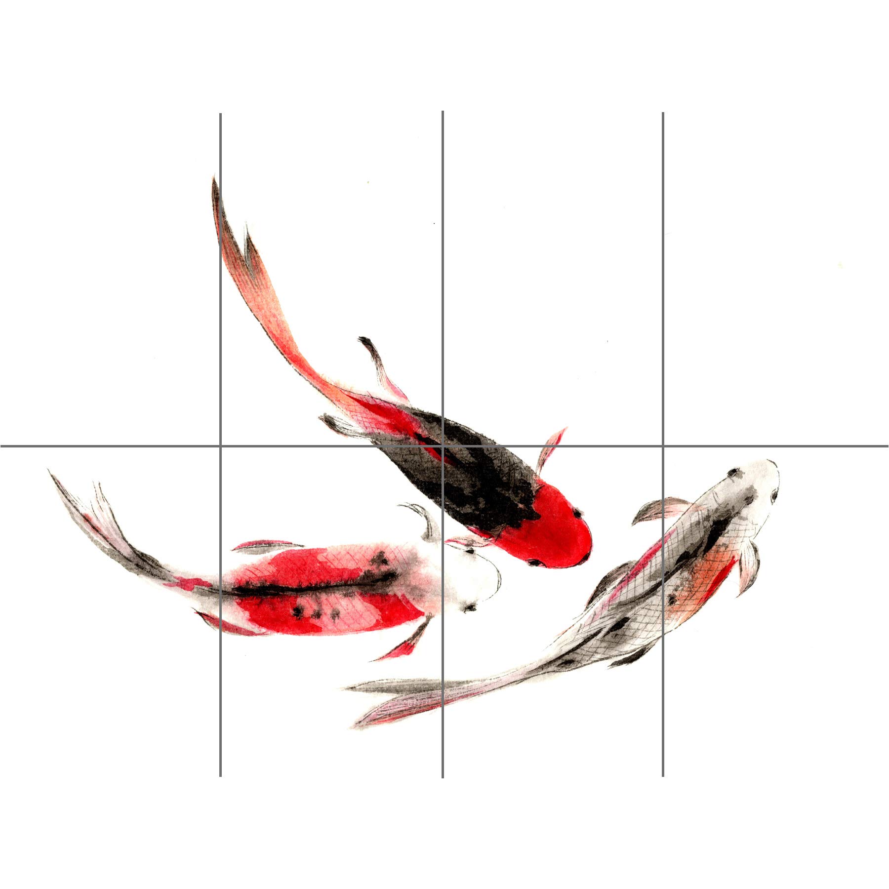 Artery8 Japanese Koi Fish Black And Red XL Giant Panel Poster (8 Sections)