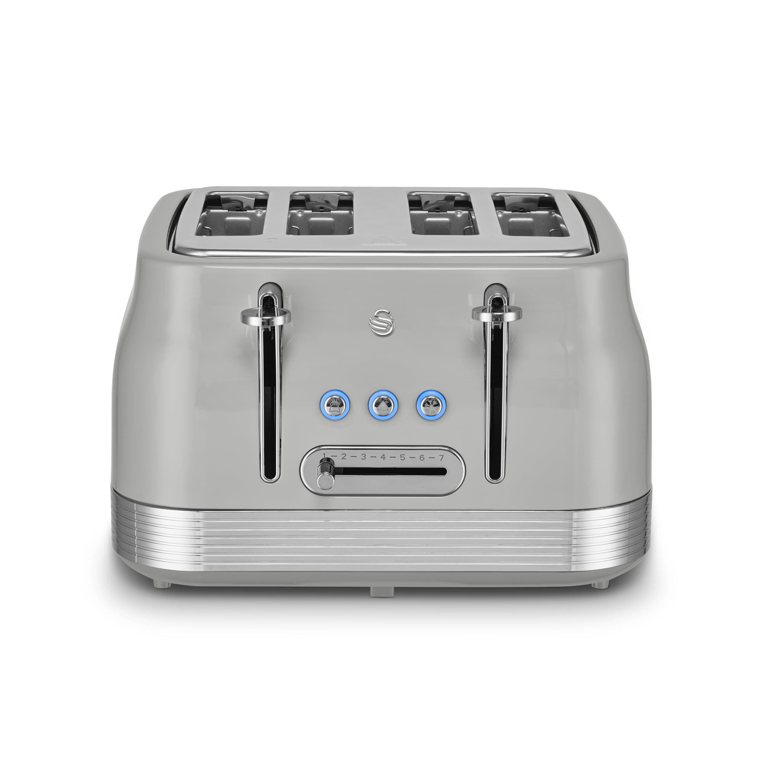 Swan Retro Revive Grey 4 Slice Toaster Retro Design Chrome Accents ST19029GRY