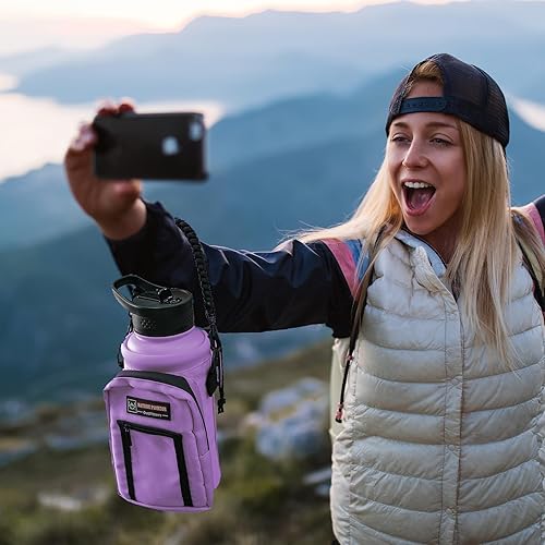 Miniatura 5 de NATURE PIONEOR Soporte para botella de agua con correa ajustable  253240 onzas, funda aislante para botella de agua con mango de paracaídas y 2