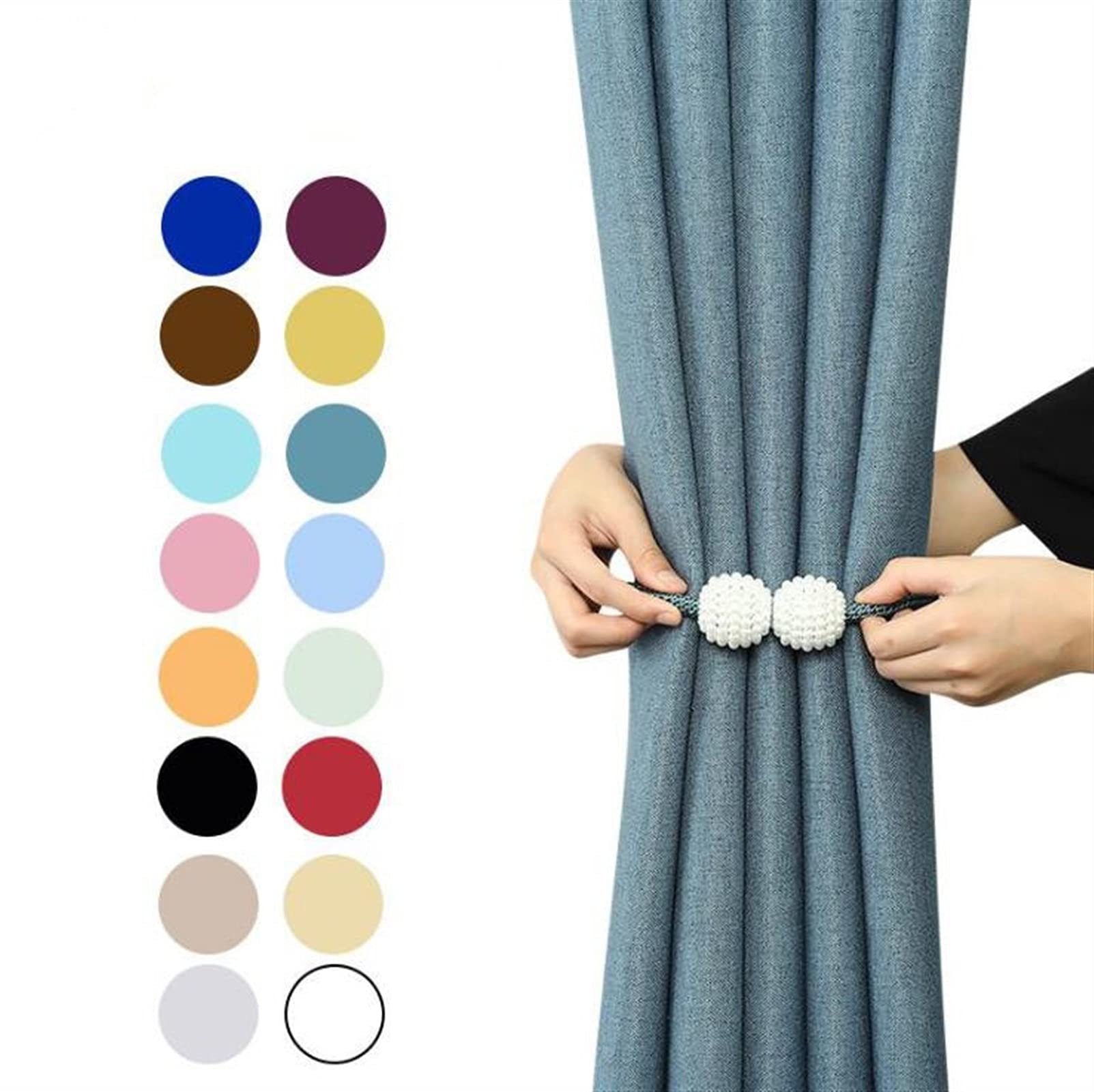 Attaches de rideau 6 pièces pince magnétique embrasse décor à la maison boucle support suspendus sangles corde boule(Purple)