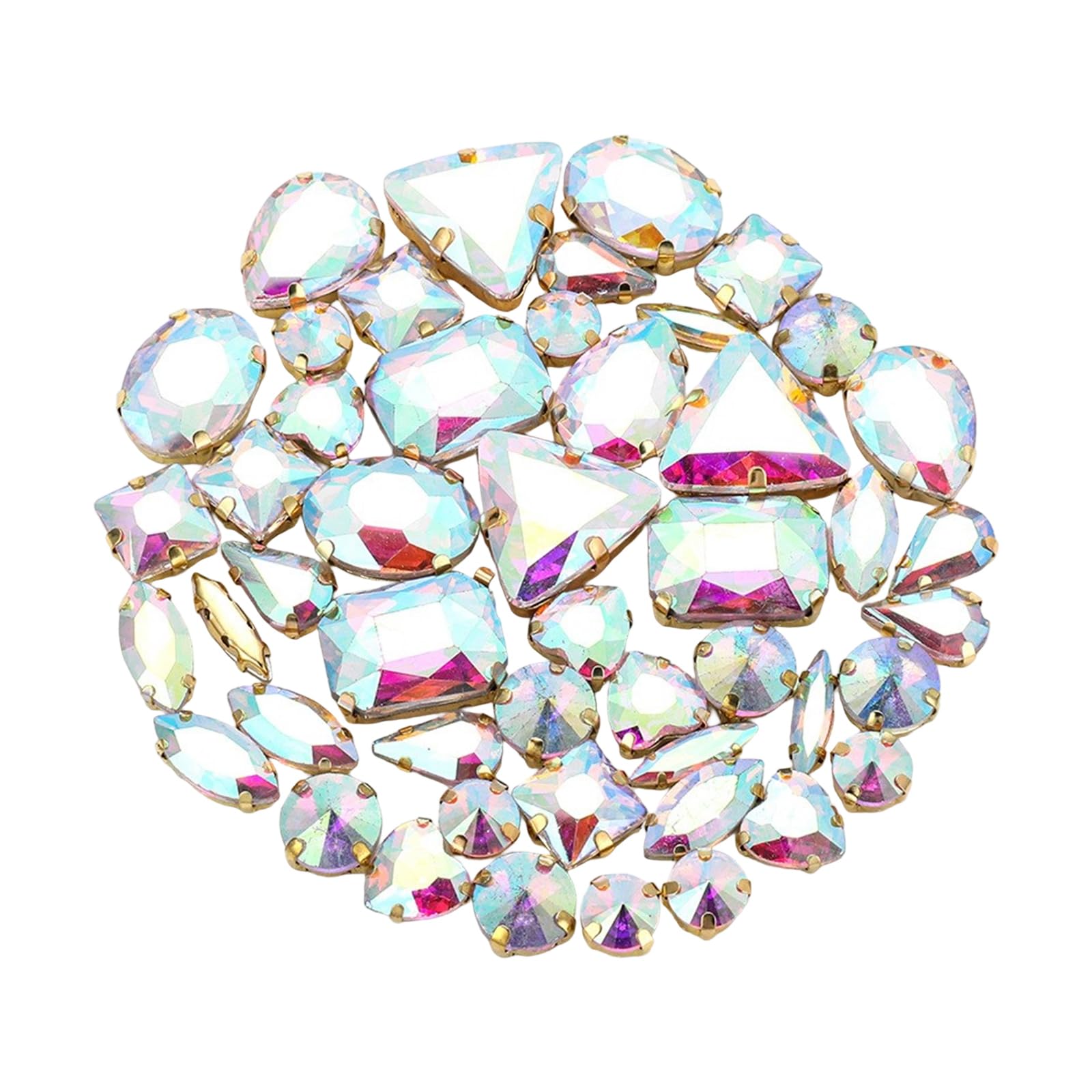 ZWWAAZHF 50Pcs Sew on Rhinestones for Craft Flatback Claws Glass Stone Sew on Crystal with Hole for Clothing Dress Jewelry Glass for Craft