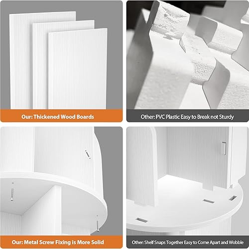 Miniatura 56 de Aheaplus Estantería giratoria, estantería esquinera de 360 exhibiciones para espacios pequeños, estante de almacenamiento de pie de 4 niveles, Negro