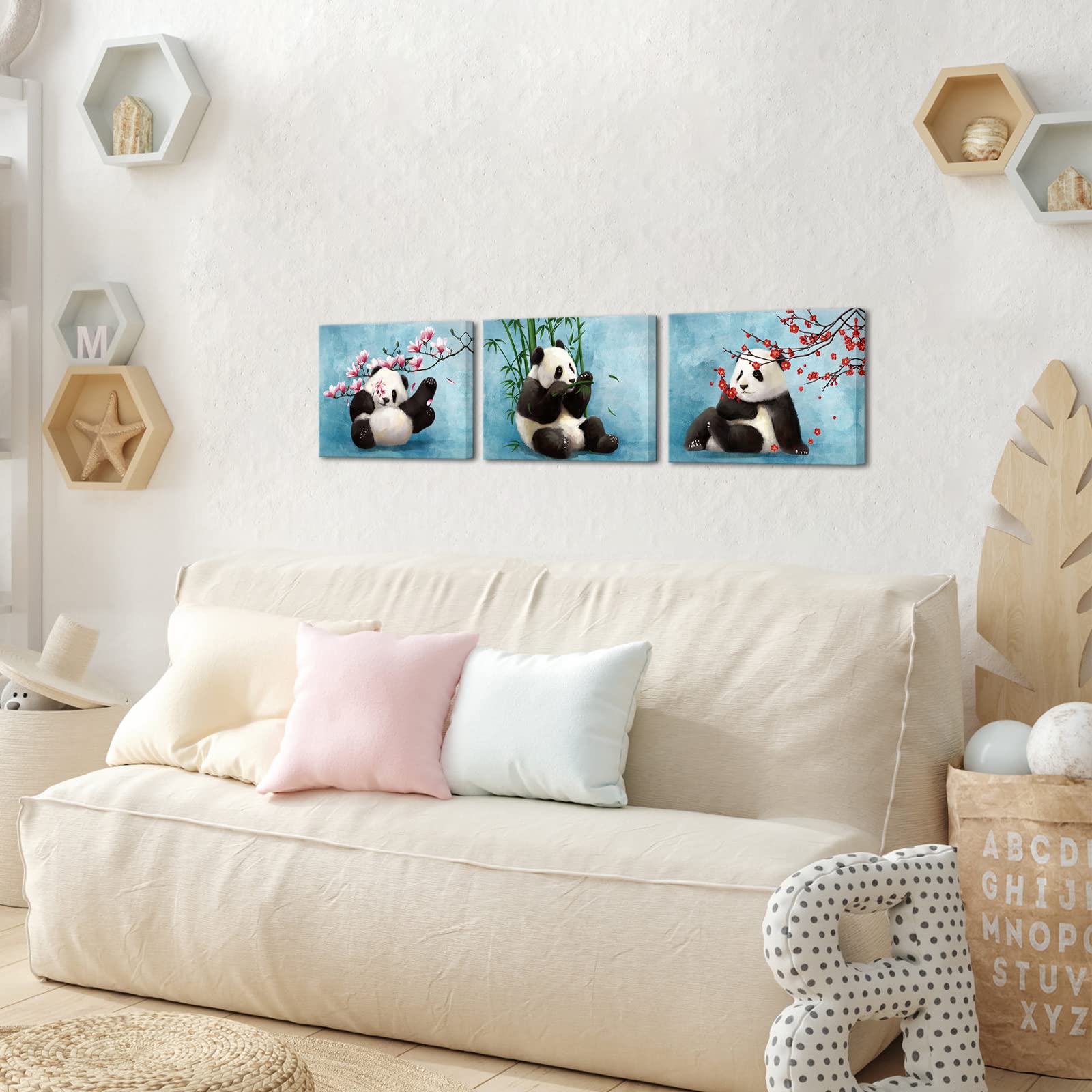 Mural De Pared Con Diseño De Panda En La Jungla: Adorable Papel Pintado De Animales Para Habitación Infantil. Decoración Ecológica De Pared Con Temática De Jungla