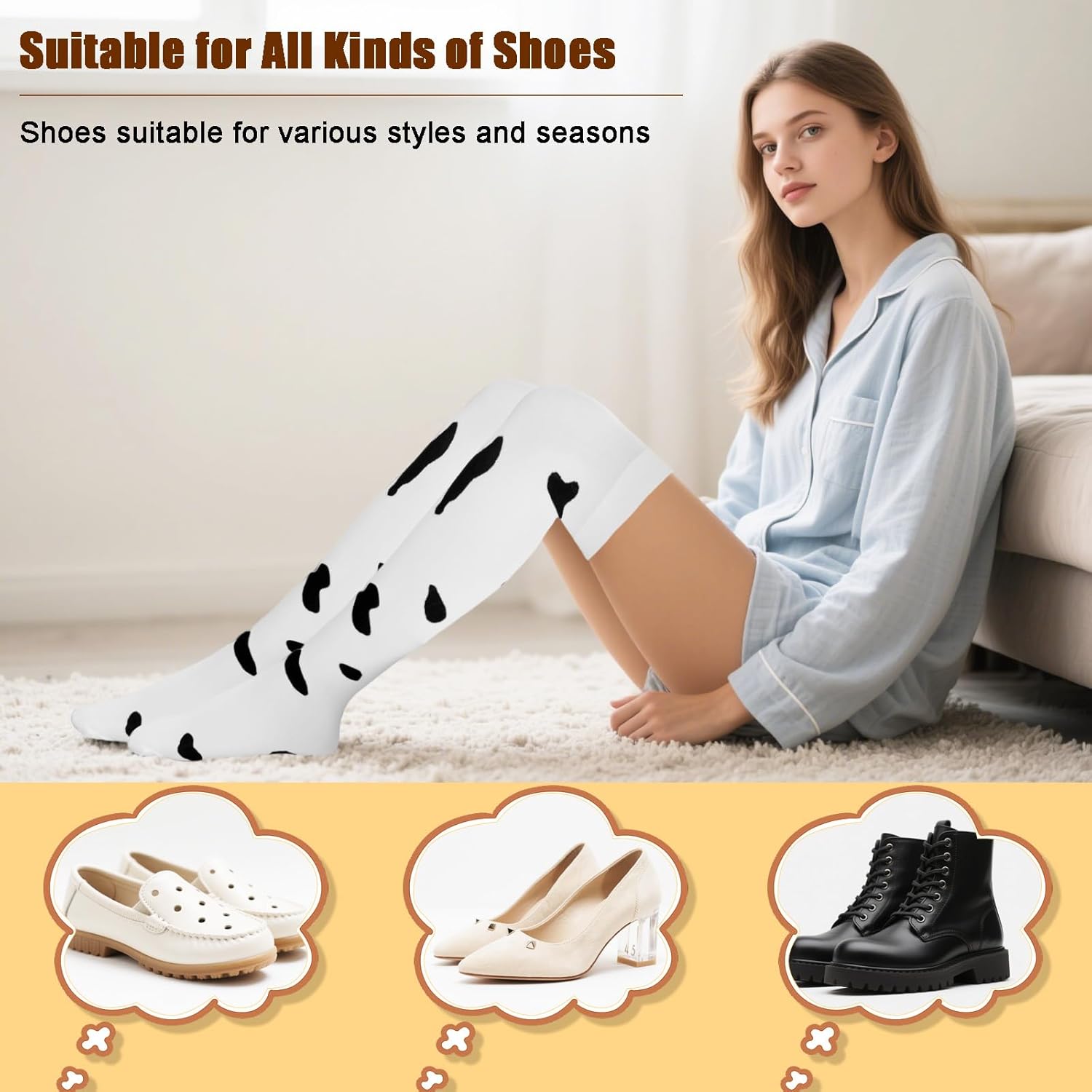 Thigh High Socks Extra Long Stretchy Sock Striped Over Knee Highs Stocking for Women Compression - Image 5