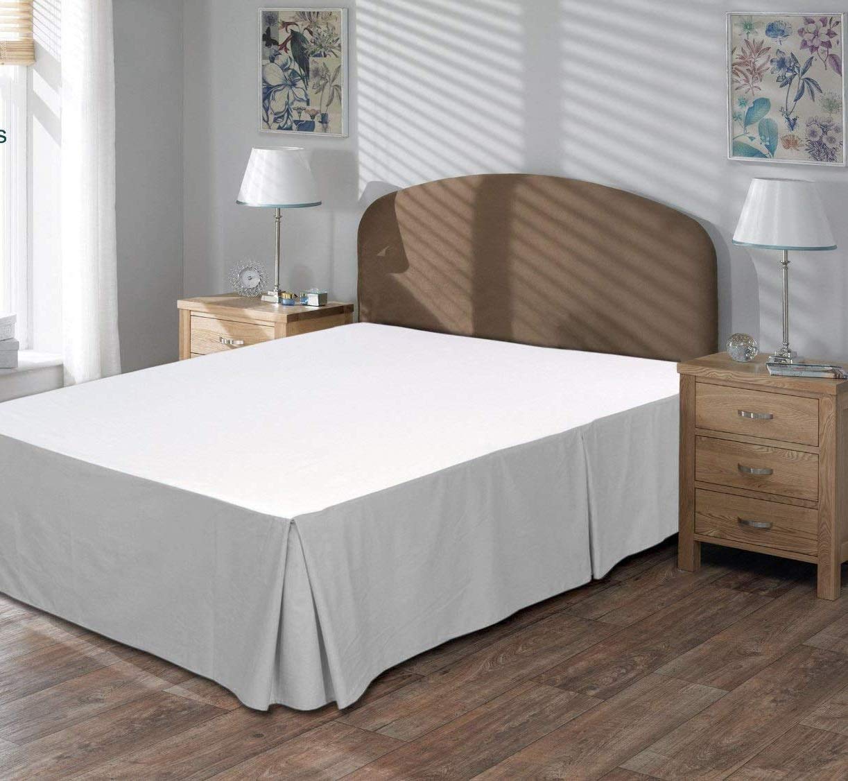 SRP Bedding Real 350 Thread Count Split Corner Bed Skirt/Dust Ruffle Queen Size Solid Silver Grey 12