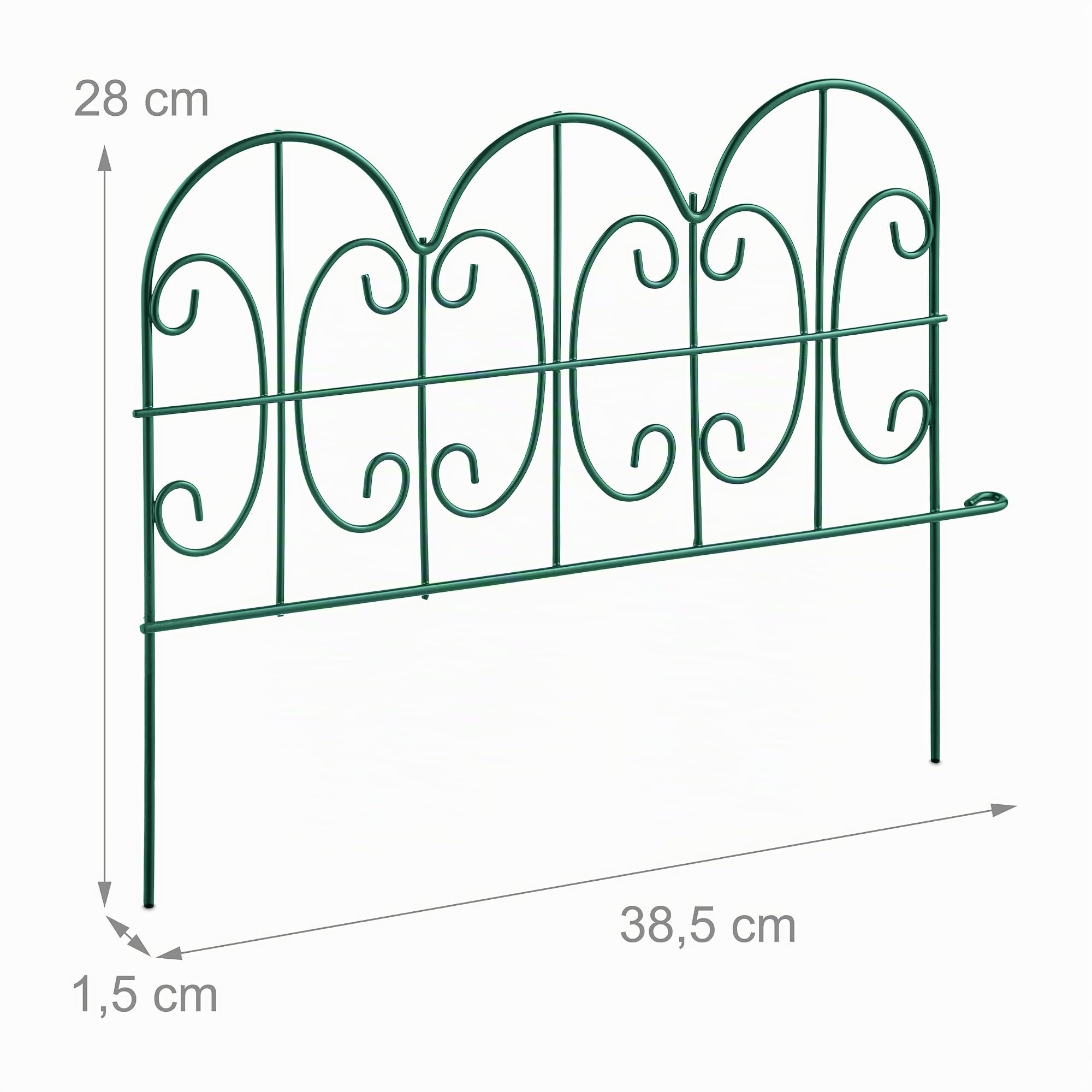Relaxdays Bordure de Jardin, lot 4 éléments, métal, HxL: 28x38,5 cm chacun, pour extérieur, à Planter dans Le Sol, Vert