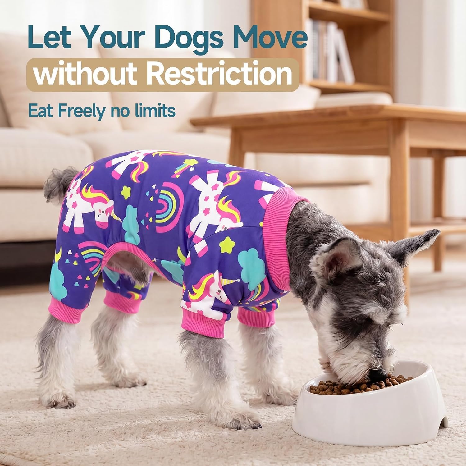 XPUDAC 4 Pieces Dog Pajamas Stretchy Dog Pjs Soft Cute Doggie Clothes for Small Medium Dogs Boy Girl Cats Pet Outfits, Small