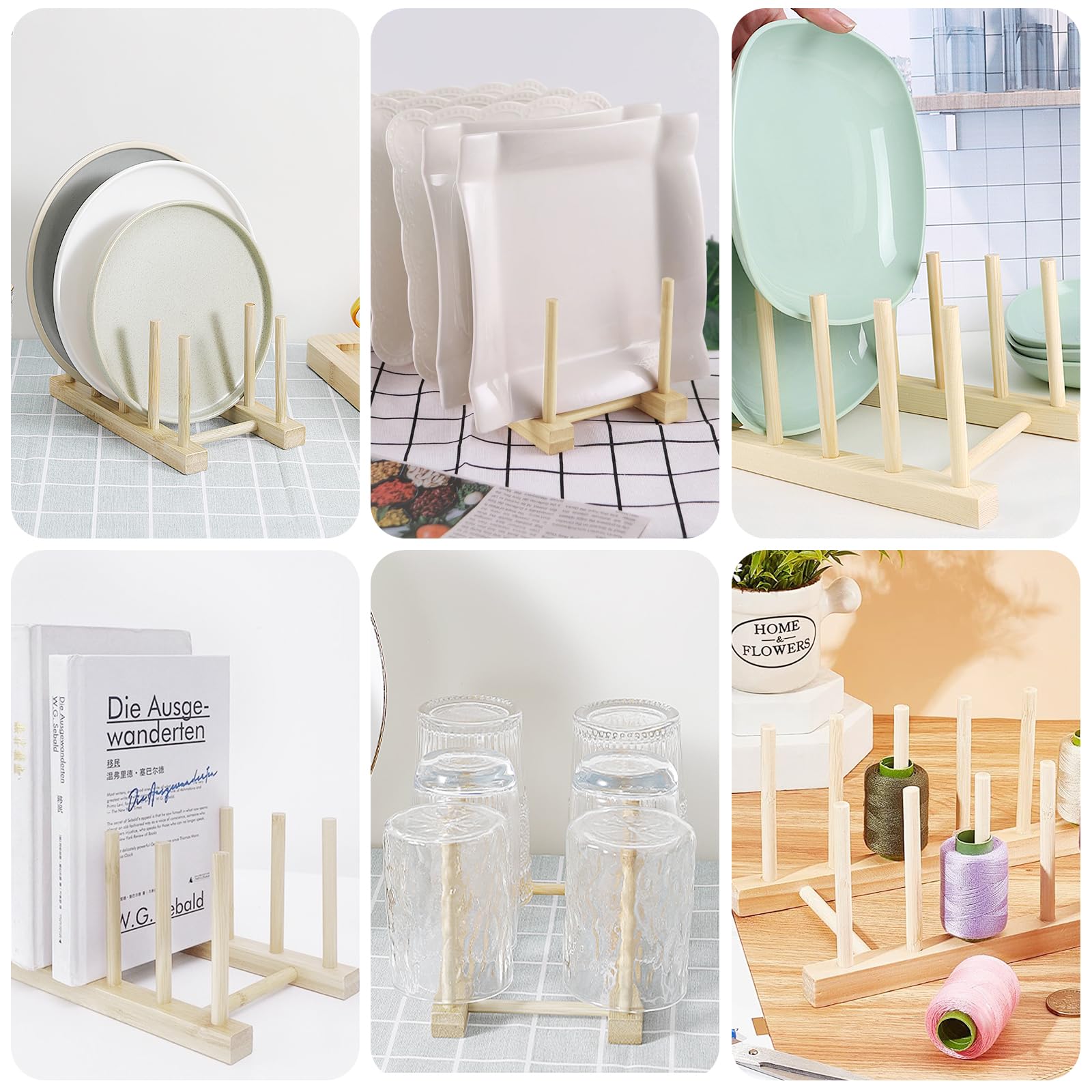 LOT DE 2 Supports Dassiettes En Bois, Porte-assiettes, Porte-couvercles De Ca EUR 22,83 - FR