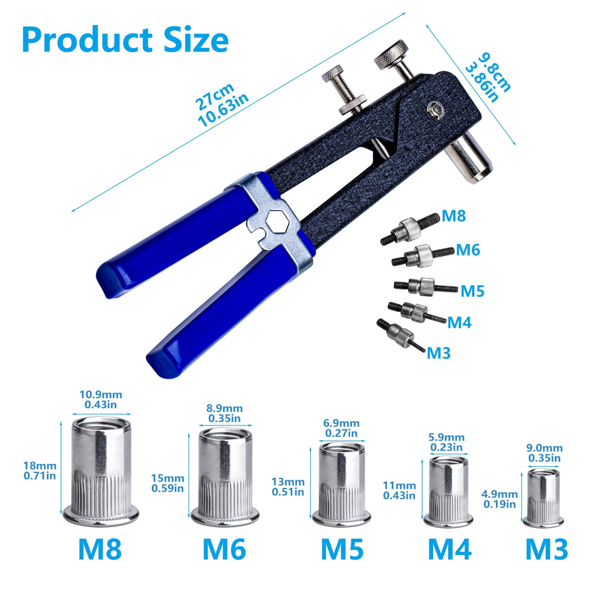 100 Pieces Aluminum Rivet Nuts Kit, M3 M4 M5 M6 M8 Rivnuts, Threaded - View #8