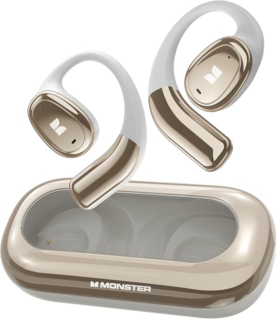 Monster Écouteurs sans fil Open Ear AC311, Écouteurs Bluetooth 5.4 ouverts, Jusqu'à 30 heures de lecture, Écouteurs stéréo avec son stéréo, Contrôle tactile et résistants à l'eau IPX5