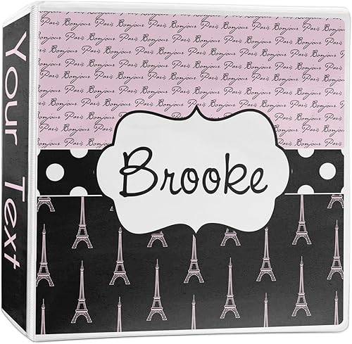 Carpeta personalizada de 3 anillas Paris Bonjour y Torre Eiffel de 2 pulgadas