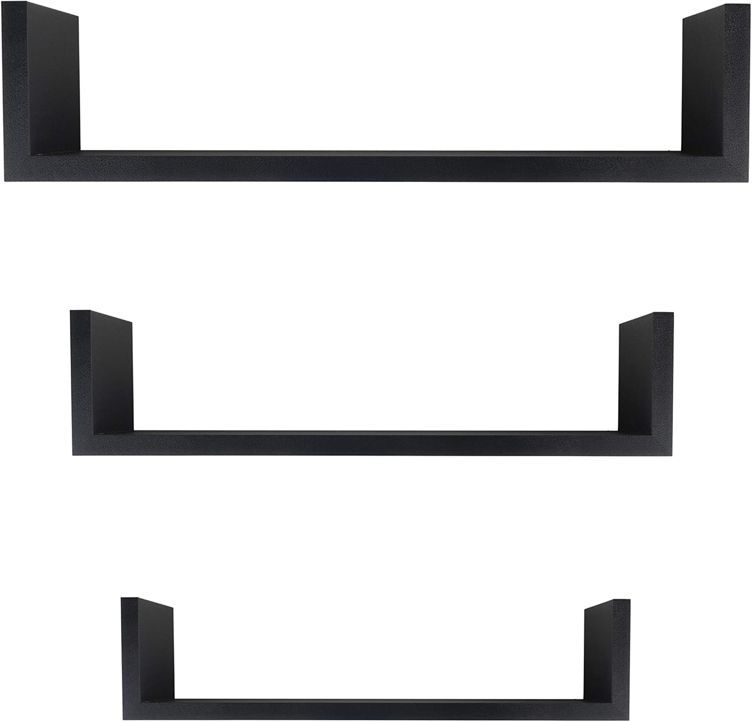 Danya B. XF11039BK Laminated MDF Floating "U" Wall Decor Shelves (Set of 3 pieces) – Black