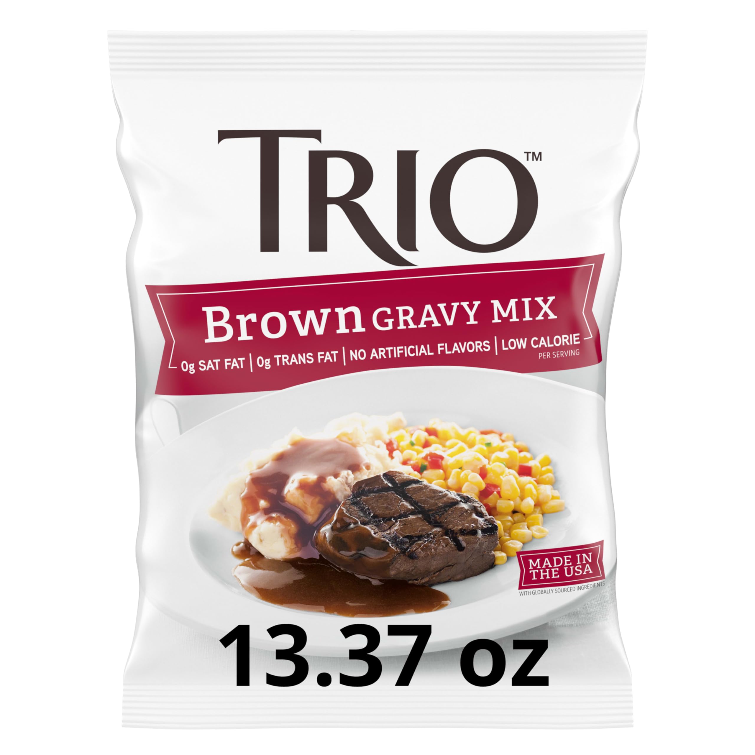 Trio Gravy Mix, Brown Gravy, Holiday Roasts, Dehydrated, Just Add Water, 13.37 oz Bag