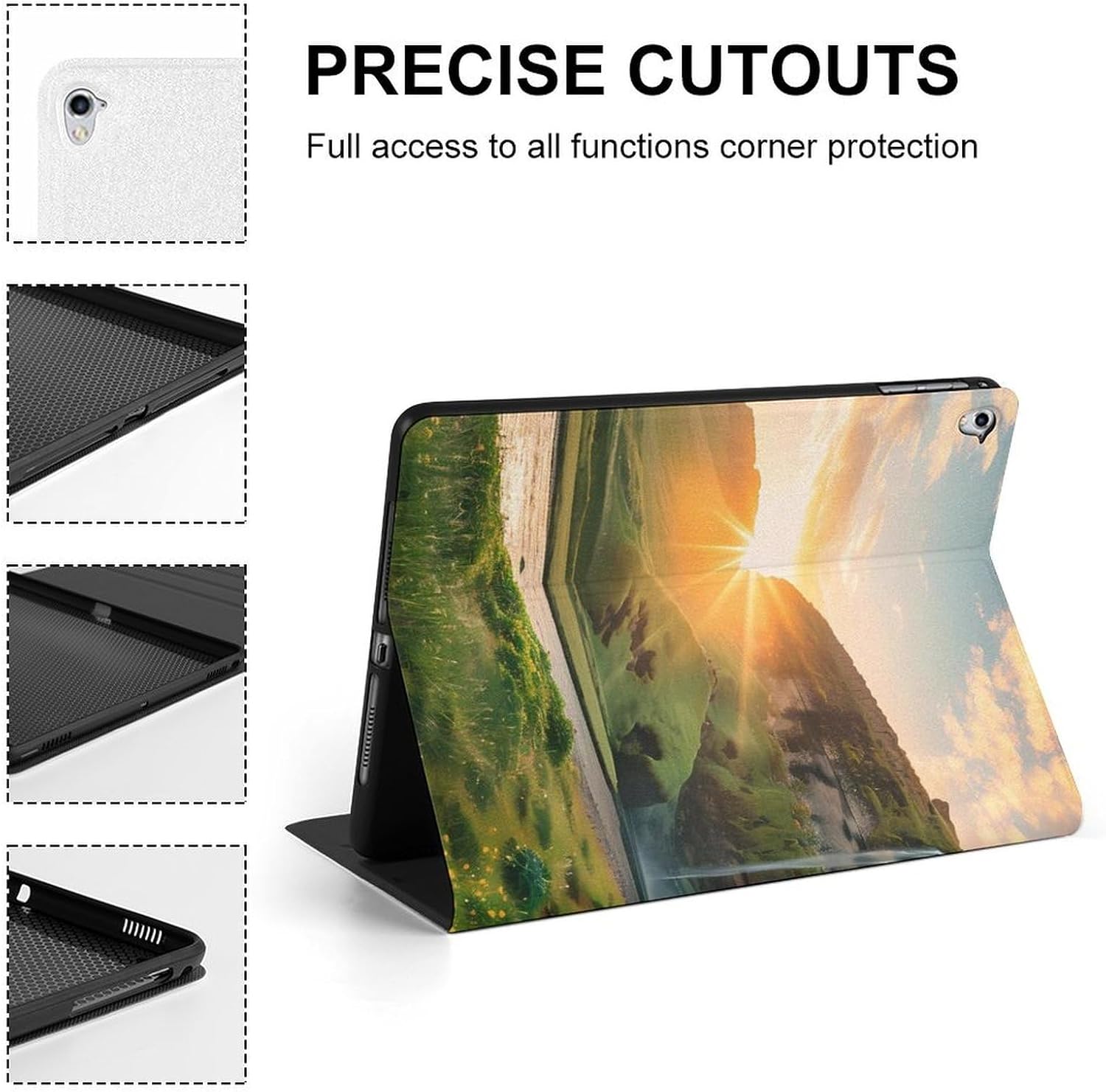 Beautiful Sunset Waterfall Printed Case Trifold Stand Protective Cover Compatible with ipad Pro/2016 ipad Pro (9.7in)