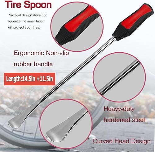 Miniatura 2 de WINTOWIN Juego de herramientas de cambio de neumáticos de motocicleta de 14.5 pulgadas, juego de hierro, palancas de cuchara de neumáticos, kit de