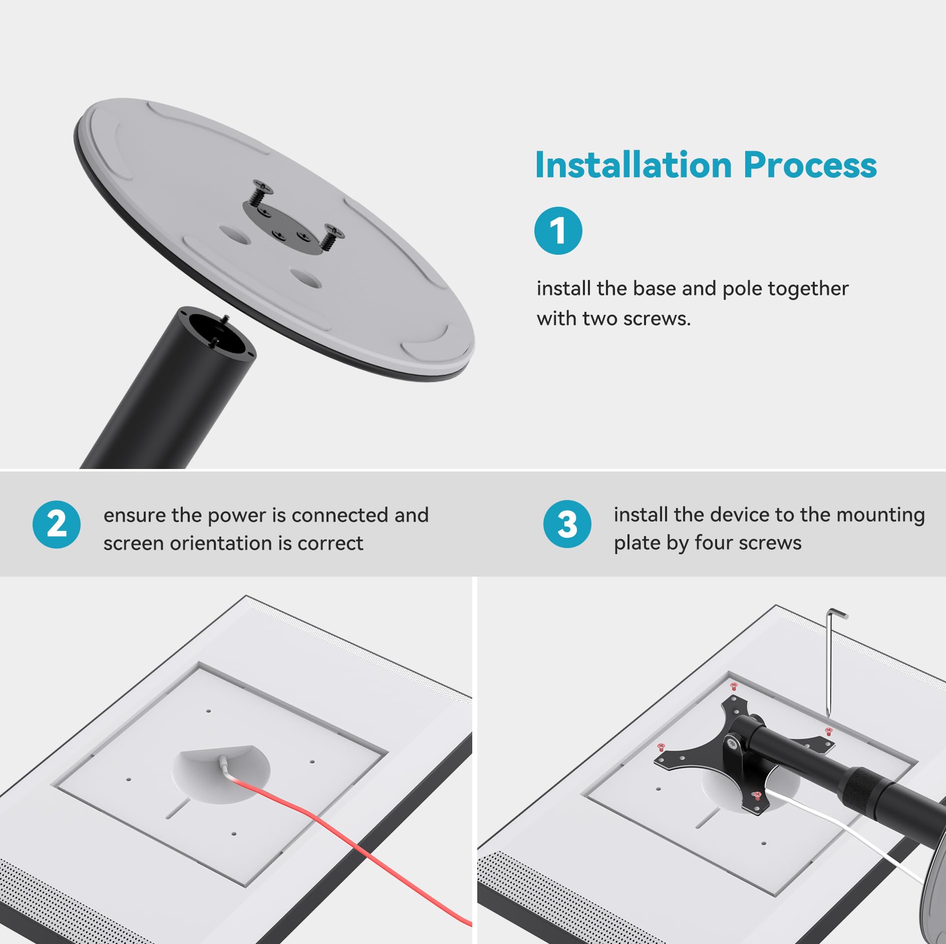Supporto rotante di alta qualità per spettacolo 15/21, nero, altezza regolabile, base non scivolosa per cucina/Living Room/Foyer, Sturdy & Durable Construction, Easy Switch Device in ritratto e