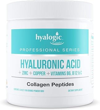 HA Professionals Collagen Powder Supplement for Skin & Joints, Hyaluronic Acid + Zinc + Copper + Vitamins B6, B12 & C - Hydrolyzed Bovine Collagen Types 1 & 3, Unflavored, Easy Mix - 6.4 oz