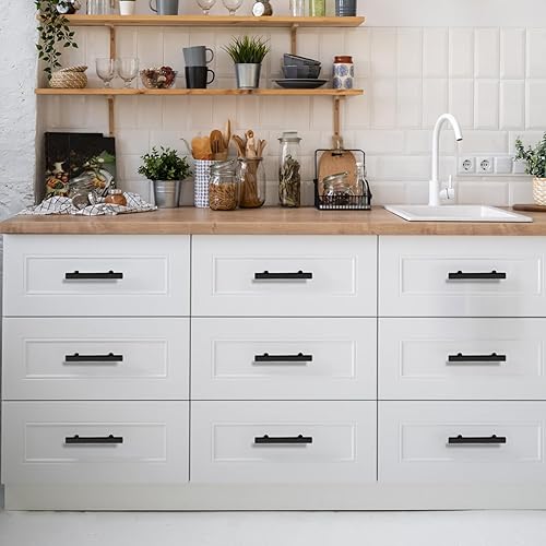 Miniatura 7 de Paquete de 30 tiradores de gabinete de 3 pulgadas, color negro mate, tiradores cuadrados de acero inoxidable para armarios, aparadores, armarios,