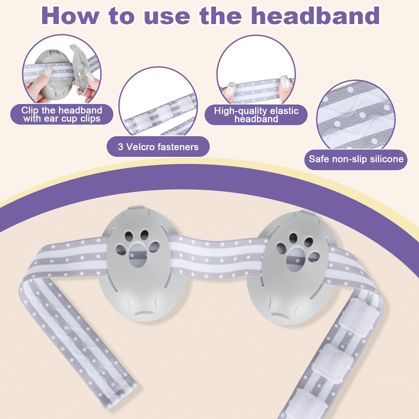 Cuffie Antirumore bambino, 2 in 1 per Neonati da 0 a 36 Mesi e Bambini da 3 a 8 Anni, Elastiche Regolabili, Protezioni Acustiche per Migliorare il Sonno in Viaggio