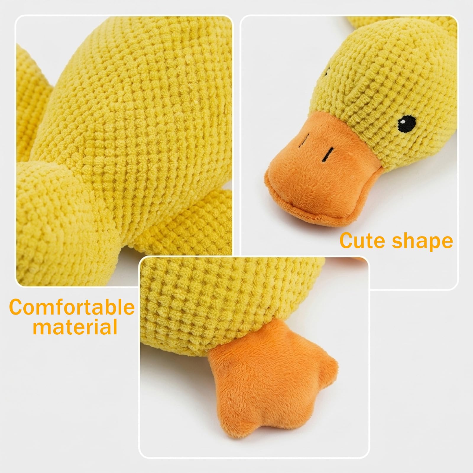1 Stück Anti Stress Ente für Hunde, 32x28 cm Hundespielzeug Welpen, Anti Stress Ente, Unzerstörbares Kuscheltier für Hunde,Hundespielzeug Ente Gelb
