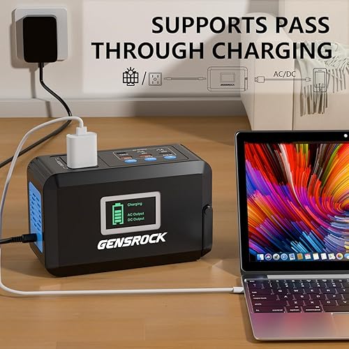 Miniatura 4 de GENSROCK Estación de energía portátil de 120 W (pico de 220 W), generador solar de campamento de 88 Wh, banco de energía de batería de litio con 2