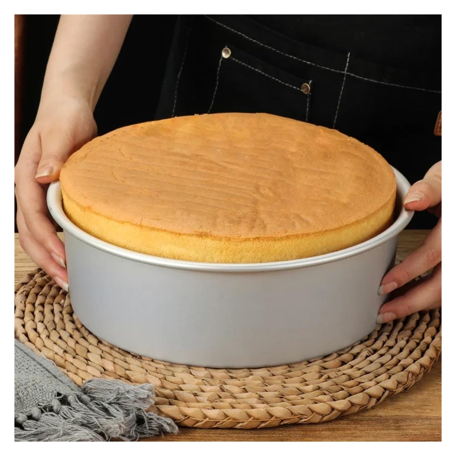 Stampo in chiffon con fondo tondo in alluminio da 10-12 pollici for teglia forno(White 10 inches)