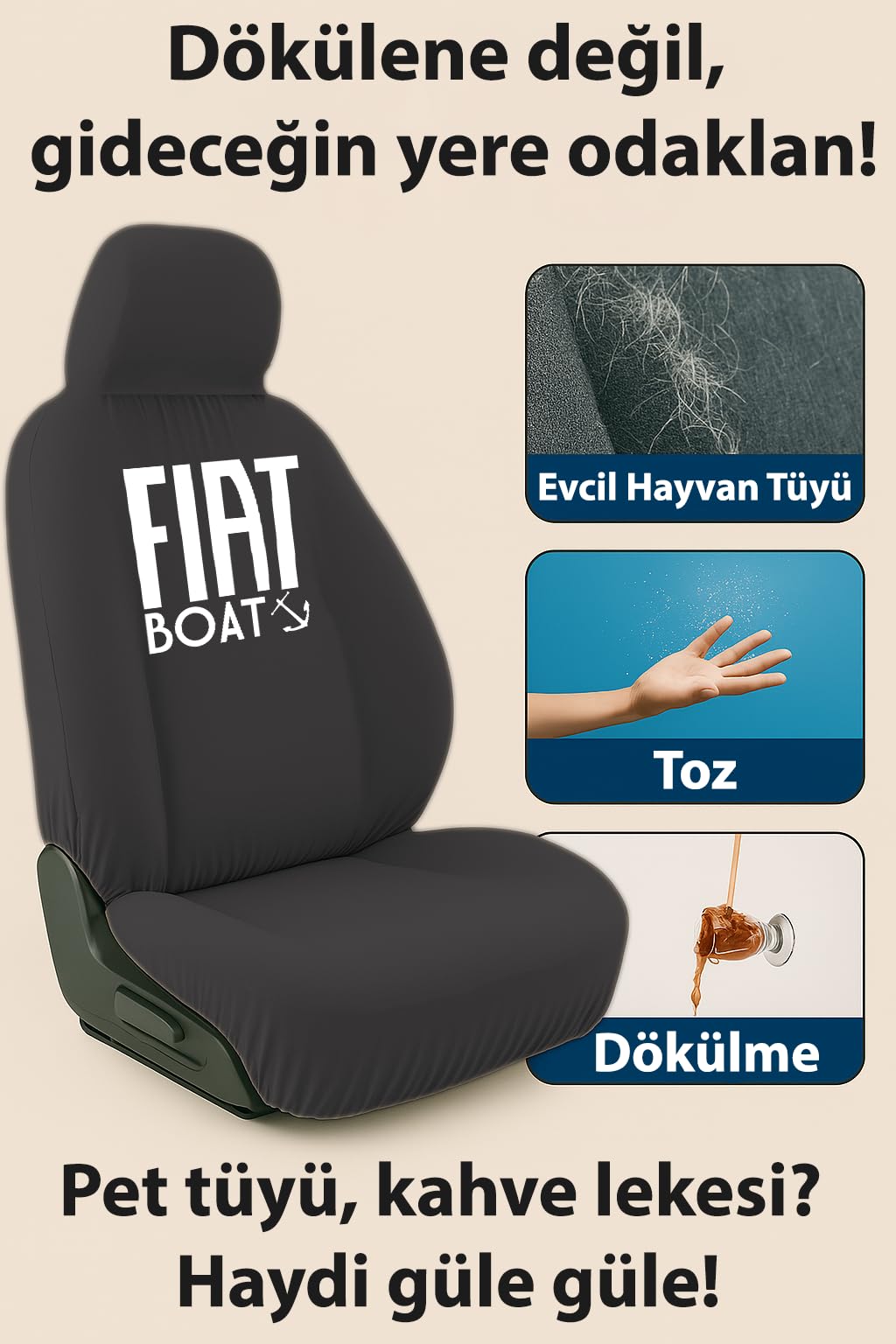Kusursuz oturan Fiat Albea ile uyumlu oto koltuk kilifi ile konforu dorukta yasayin Siyah