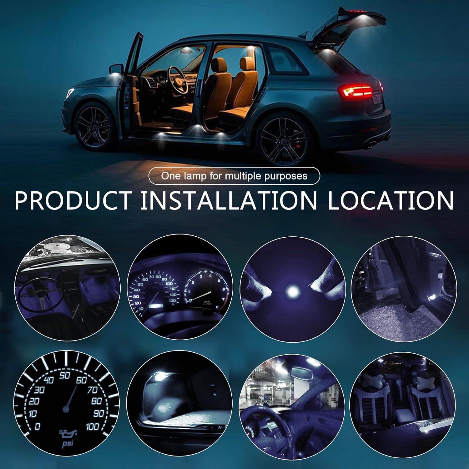 10PCS T10 Car LED Light Bulb, Wedge LED Bulb 5SMD 5050 Chips, 12V Dash Bulbs Replaces 194 158 168 193 198, Auto Interior Lights for Dome Map, Trunk, dashboard (White)