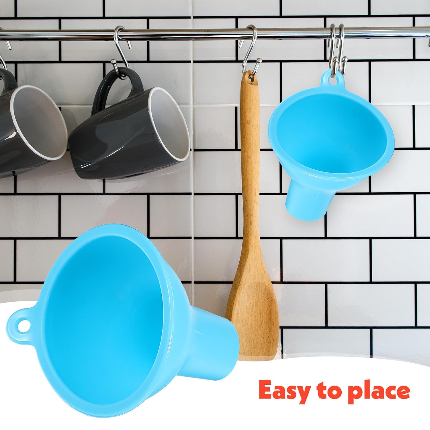 ElevateTech 4Pcs Funnels for Kitchen Use Filling Bottles Silicone Funnel Wide Mouth Funnel Multi Color Flexible Condiment Funnels Kitchen Gadgets Accessories for Filling Water Bottle Liquid Transfer