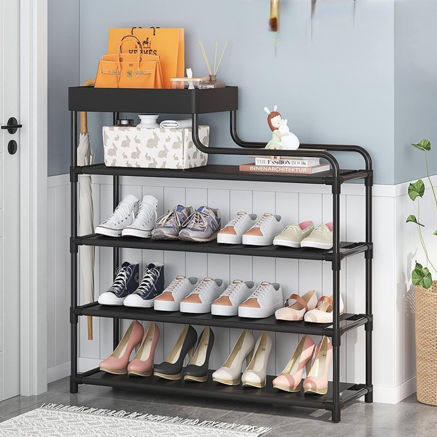 Lukzer Metal 5 Layer Shoe Storage Rack Stand Cabinet Shelving Storage Organizer For Door Entrance Dormitory Diy (Do It Yourself) (76 X 21.5 X 60 Cm, Black) (B0CDX9TS79) Amazon Price History, Amazon Price Tracker