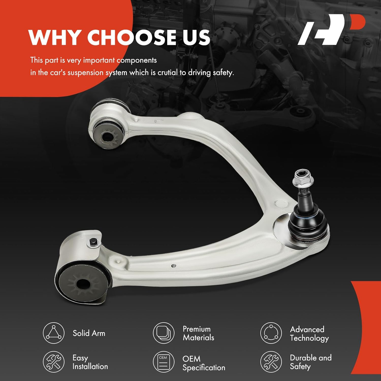 A-Premium Front Left Upper Control Arm, with Ball Joint & Bushing, Compatible with Chevy & GMC & Cadillac - 2019-2023 - Silverado 1500, Tahoe, Suburban & Sierra 1500, Yukon, Yukon XL & Escalade (ESV)