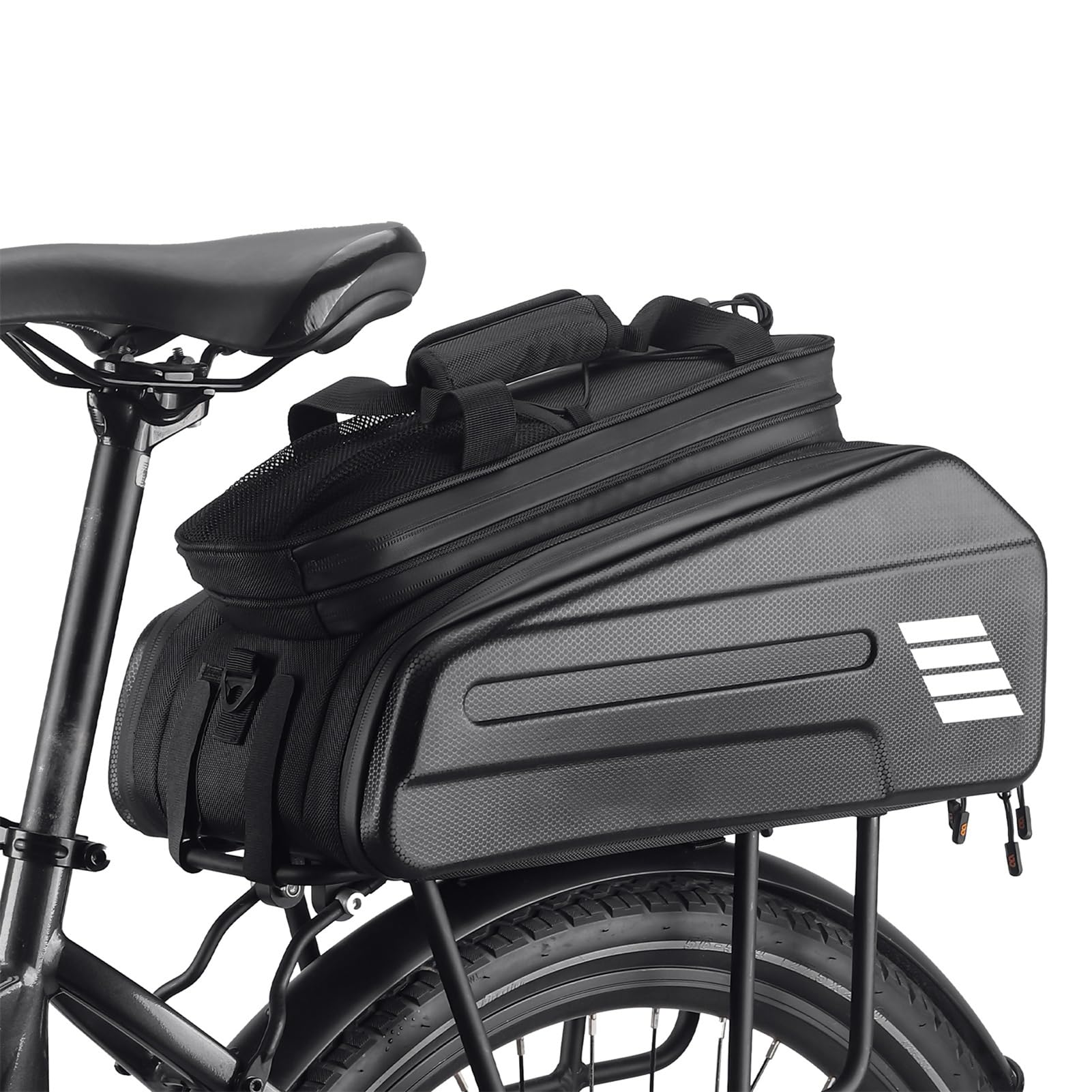 Torba na Tylne Siedzenie Roweru Elektrycznego [ zastępczy] Torba na Akumulator do Roweru Elektrycznego Bagażnik Rowerowy Podsiodłowa Możliwość Rozbudowy 10-20 L Twarda