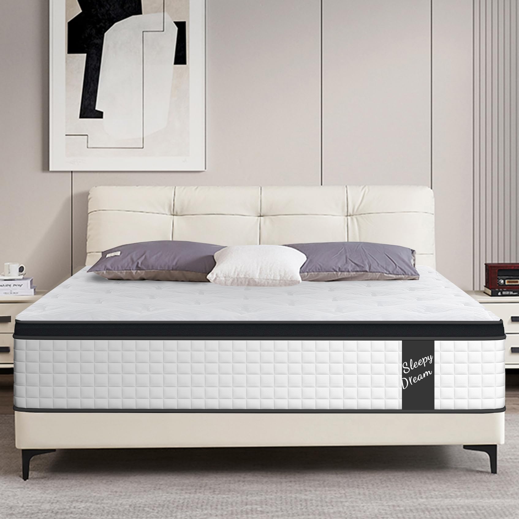 HRVEOCEI 12" Firm Memory Foam Mattress & Mattress in a Box, Comfy Hybrid Mattresses with Cool Memory Foam, Pressure Relief and Support, CertiPUR-US
