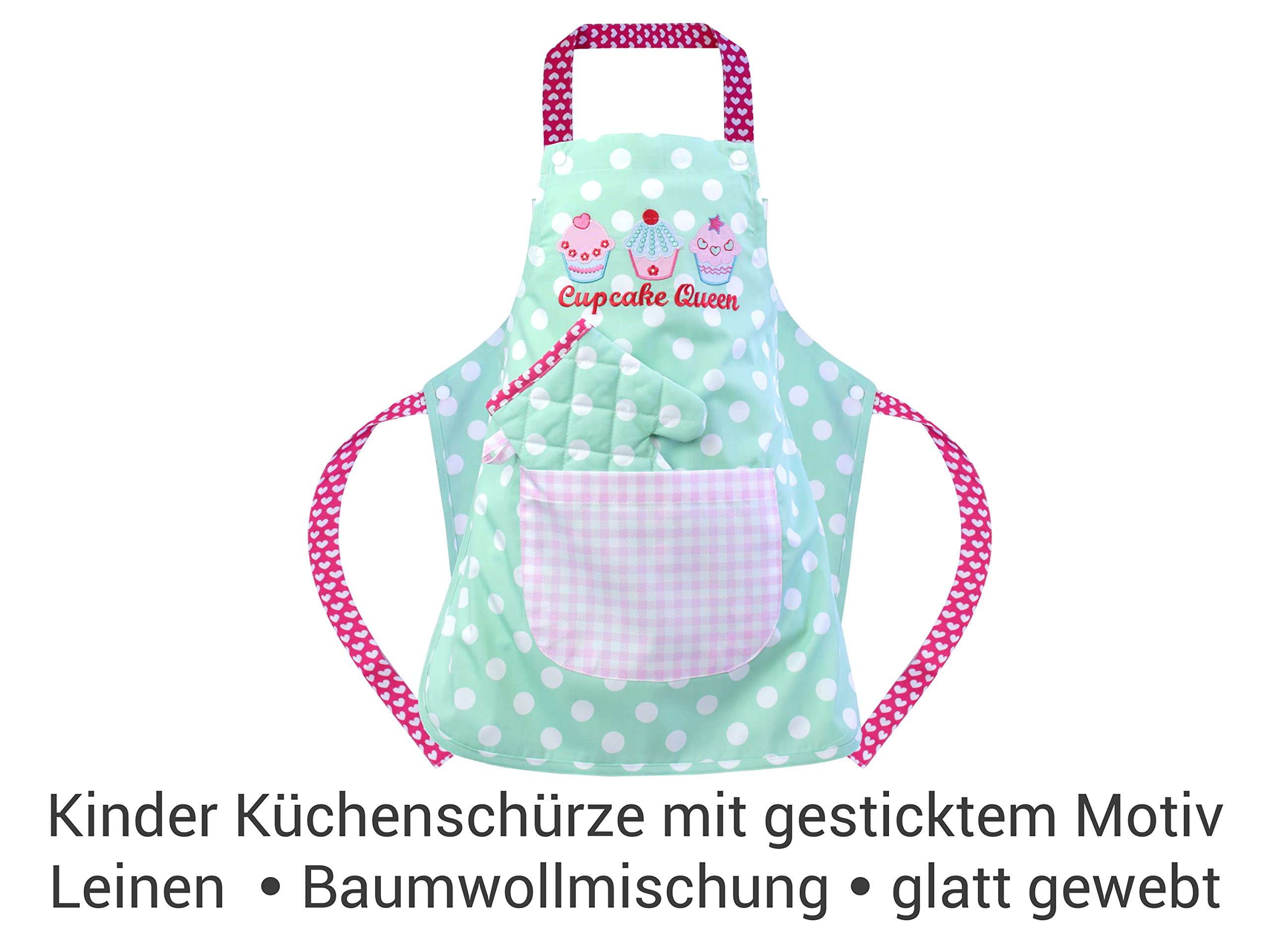 Emily's Check Zestaw fartuchów dla dzieci – Fartuch kuchenny i rękawica do garnków lub czapka kucharska