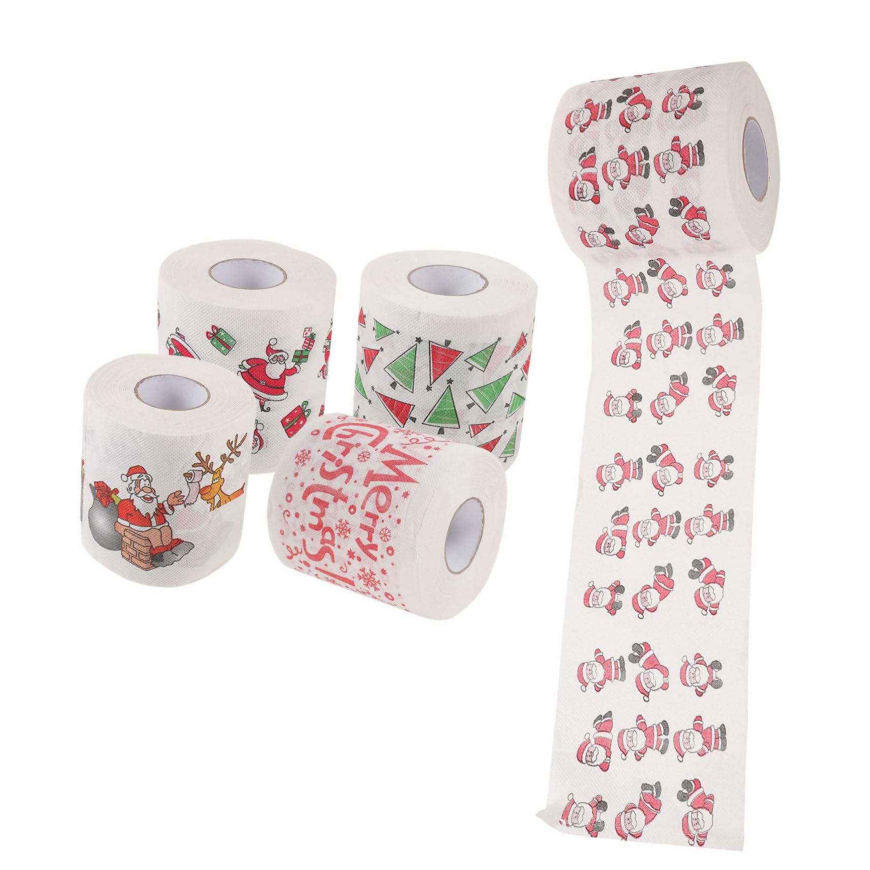 5rollos Servilletas Desechables De Papel Grueso con Estampado Navideño con Diseño Creativo Papá Noel Árbol y Regalos Aptas para Decoración De Fiestas y Uso Higiénico Navidad