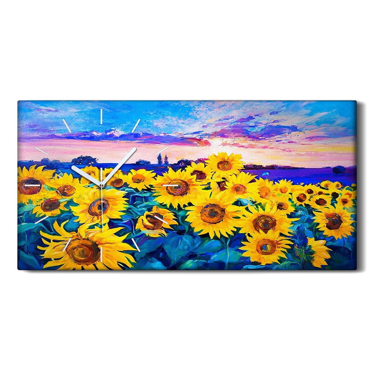 Horloge sur Toile Sunflowers Art pour sublimer le design de votre salon moderne