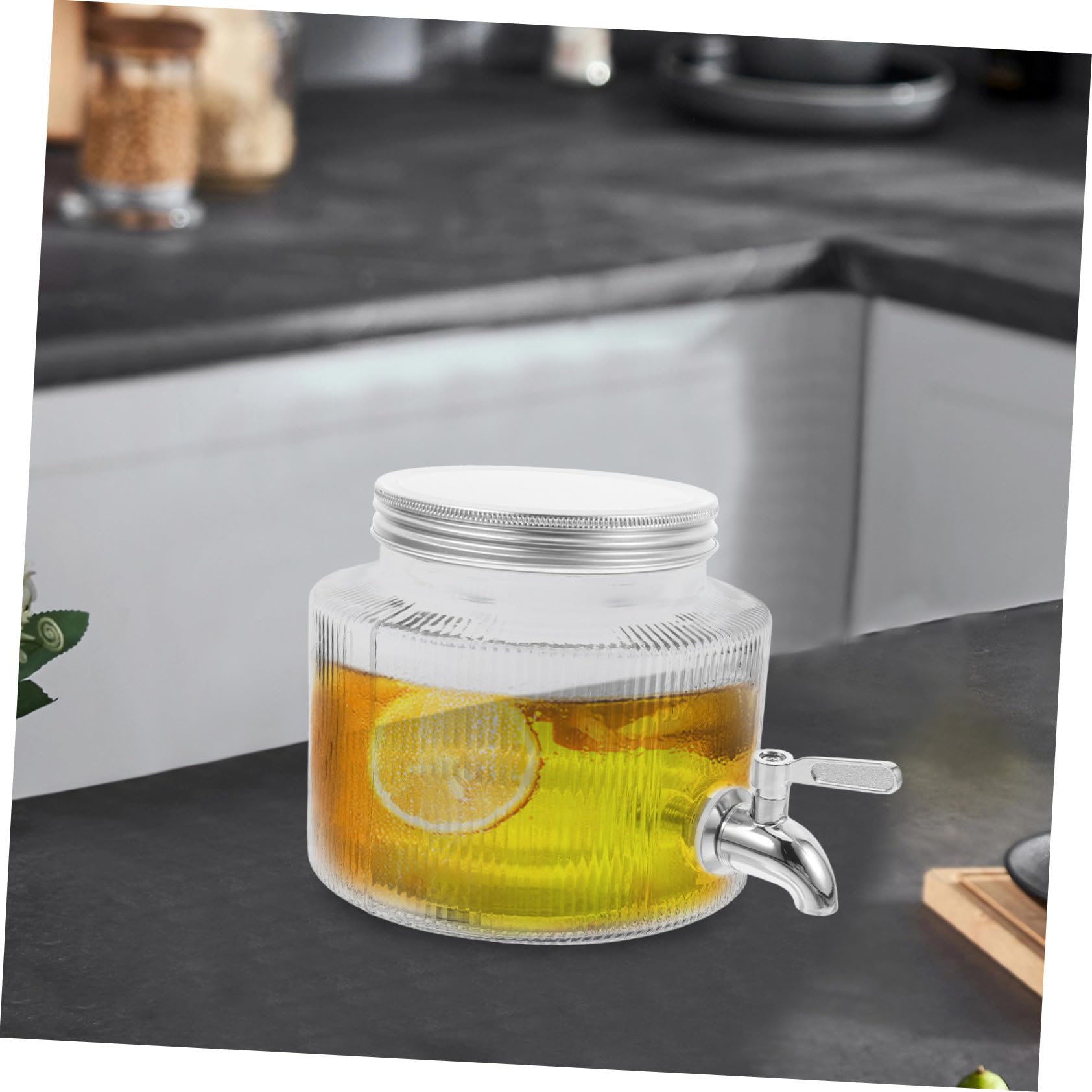 Jarra de Vidrio Grifo para Nevera, Dispensador Multiusos de 3 Litros para Agua, Vino y Bebidas Frías, Diseño Minimalista para Reuniones y Uso en Casa