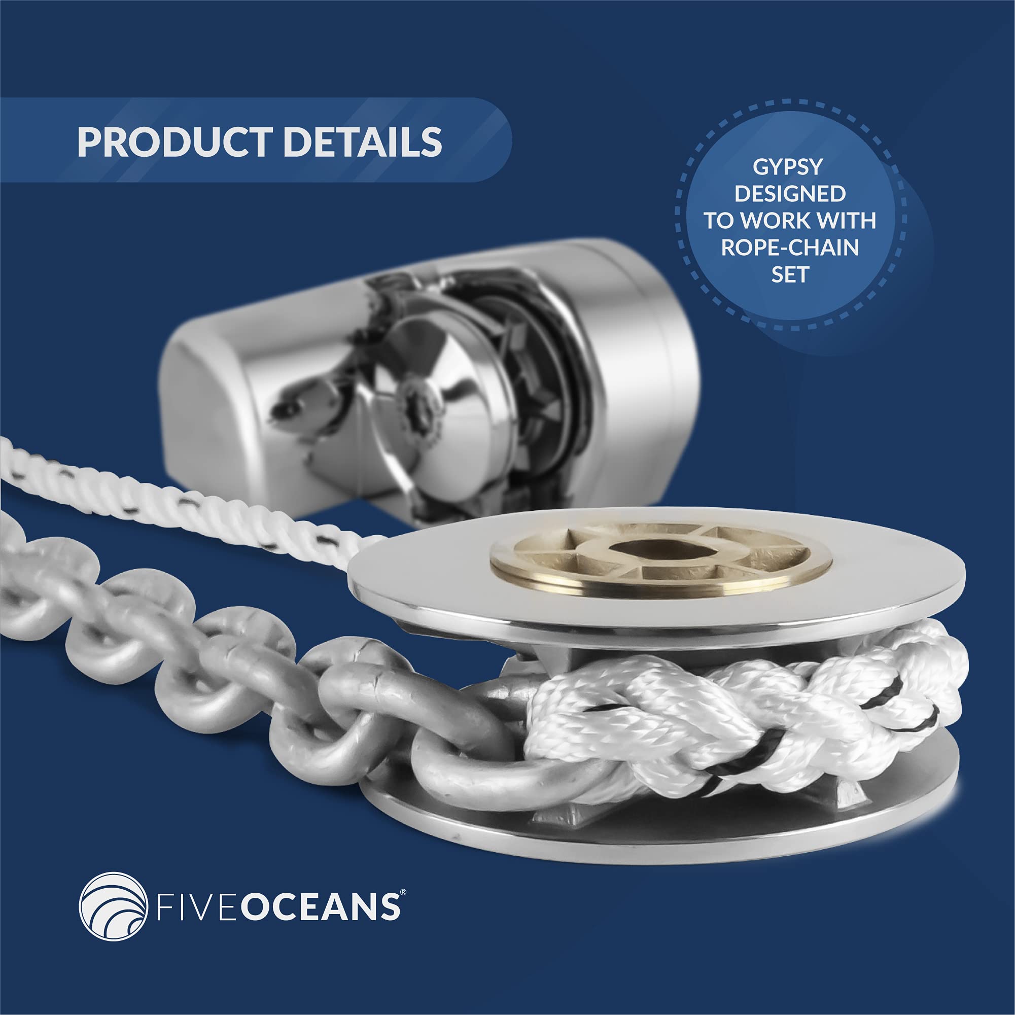 Five Oceans Anchor Windlass AISI316 Stainless Stainless Steel