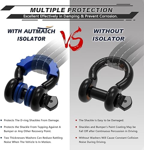 Vista 12 de AUTMATCH - Juego de 2 arandelas aislantes de grillete con anillo en D, 2 aislantes de grillete de goma y 4 arandelas para grillete de 3/4 pulgadas