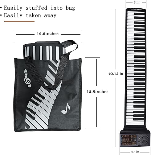 Miniatura 5 de Teclado flexible de piano enrollable de 61 teclas con pedales, teclado digital electrónico diferente de timbres, ritmos, canciones y otros equipos