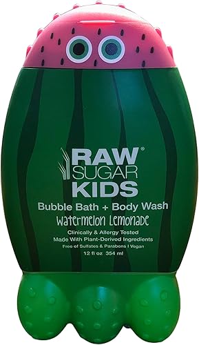 Miniatura 2 de RAW Sugar Kids Bubble Bath and Body Wash Bundle 2 limonada de sandía (12 onzas cada una) + esponja rosada