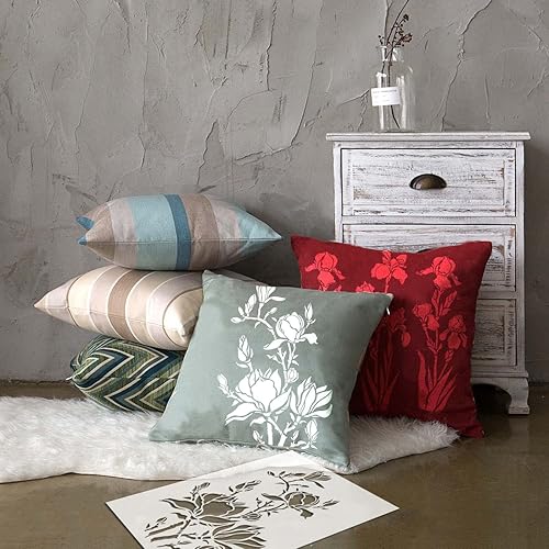 Miniatura 3 de GSS Designs - Plantillas grandes de flores de magnolia de 12 x 16 pulgadas, plantillas de flores de magnolia para pintar sobre lienzo de madera,